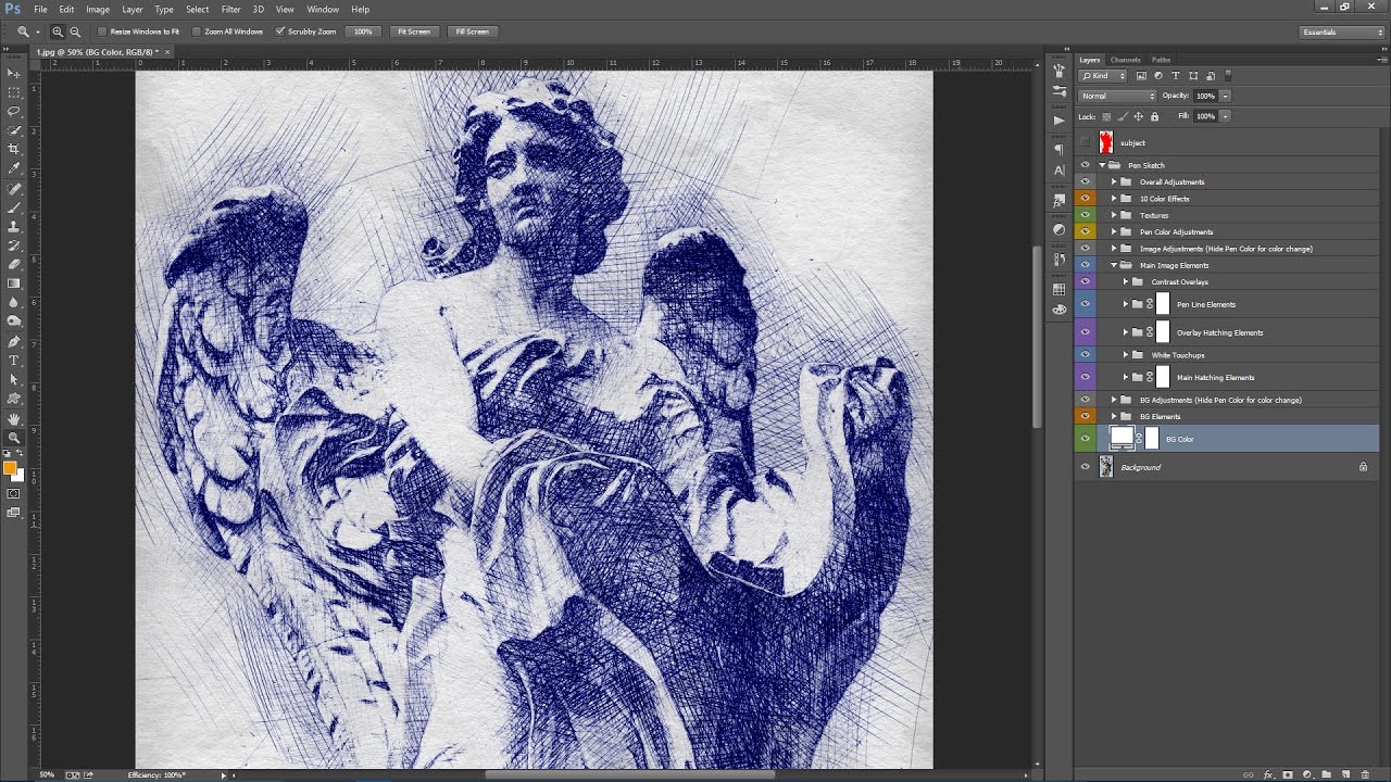 Pen Sketch Photoshop Action Guide