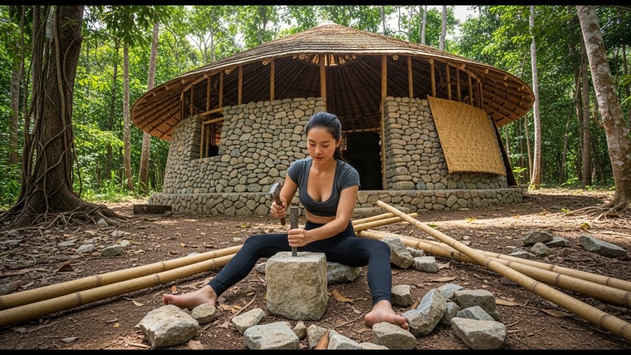 Completing a stone house for a homeless old lady - A young girl's heart