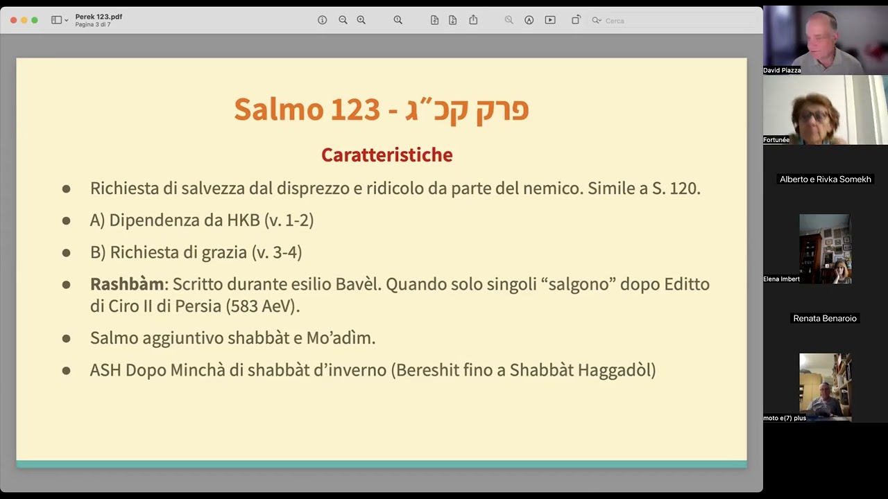 D. Piazza - Tehillìm da studiare - Salmi 123-124-125 - Fa' del bene ai buoni