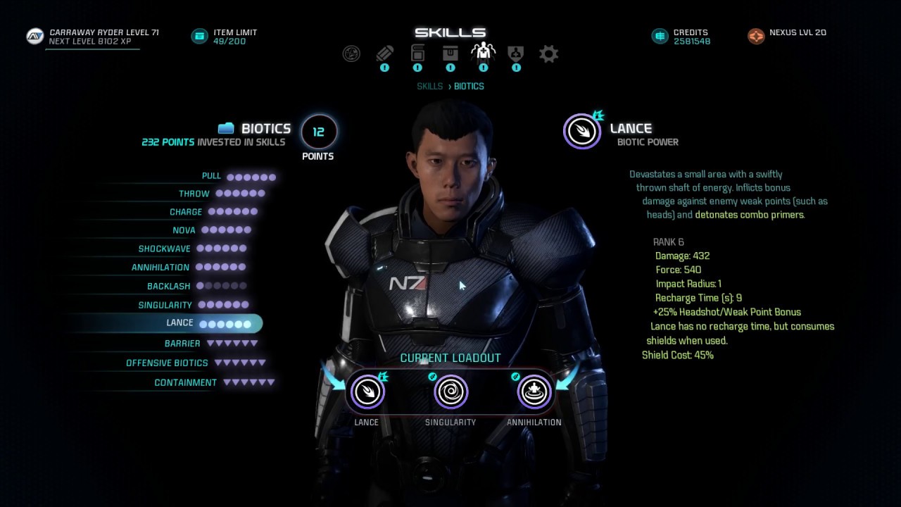 mass effect: andromeda - insanity biotic caster build breakdown (adept/vanguard)
