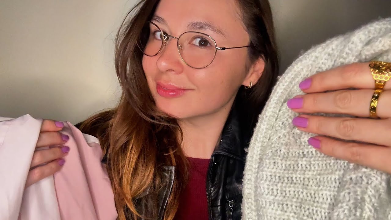 ASMR fabric sounds on my jacket and sweater collection 🧥👚🖤