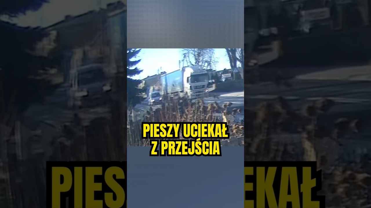 🚶&zwj;♂️Pieszy uciekał z przejścia przed  ciężar&oacute;wką 😳 #ciezarowka #tir #transport #piracidrogowi