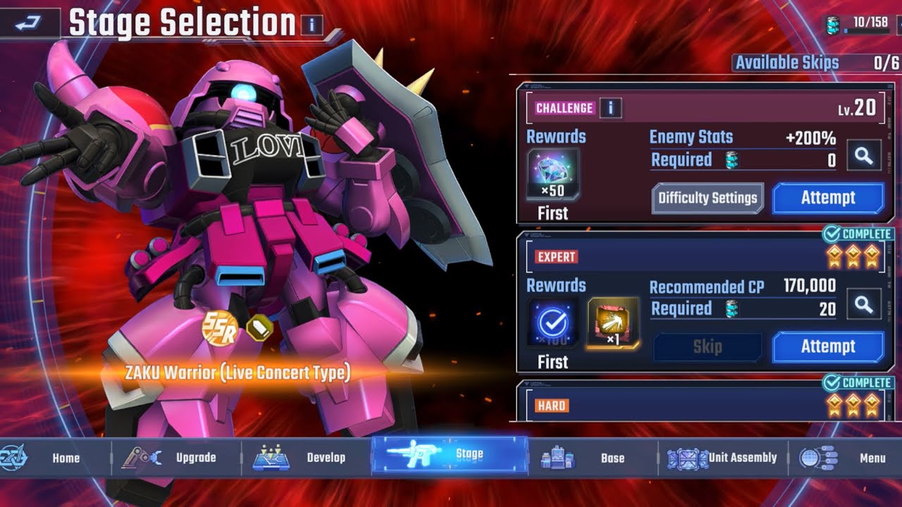 Fierce enemy assault Zaku warrior (Live concert type) Level 20 (Unstoppable & Lightning-fast)