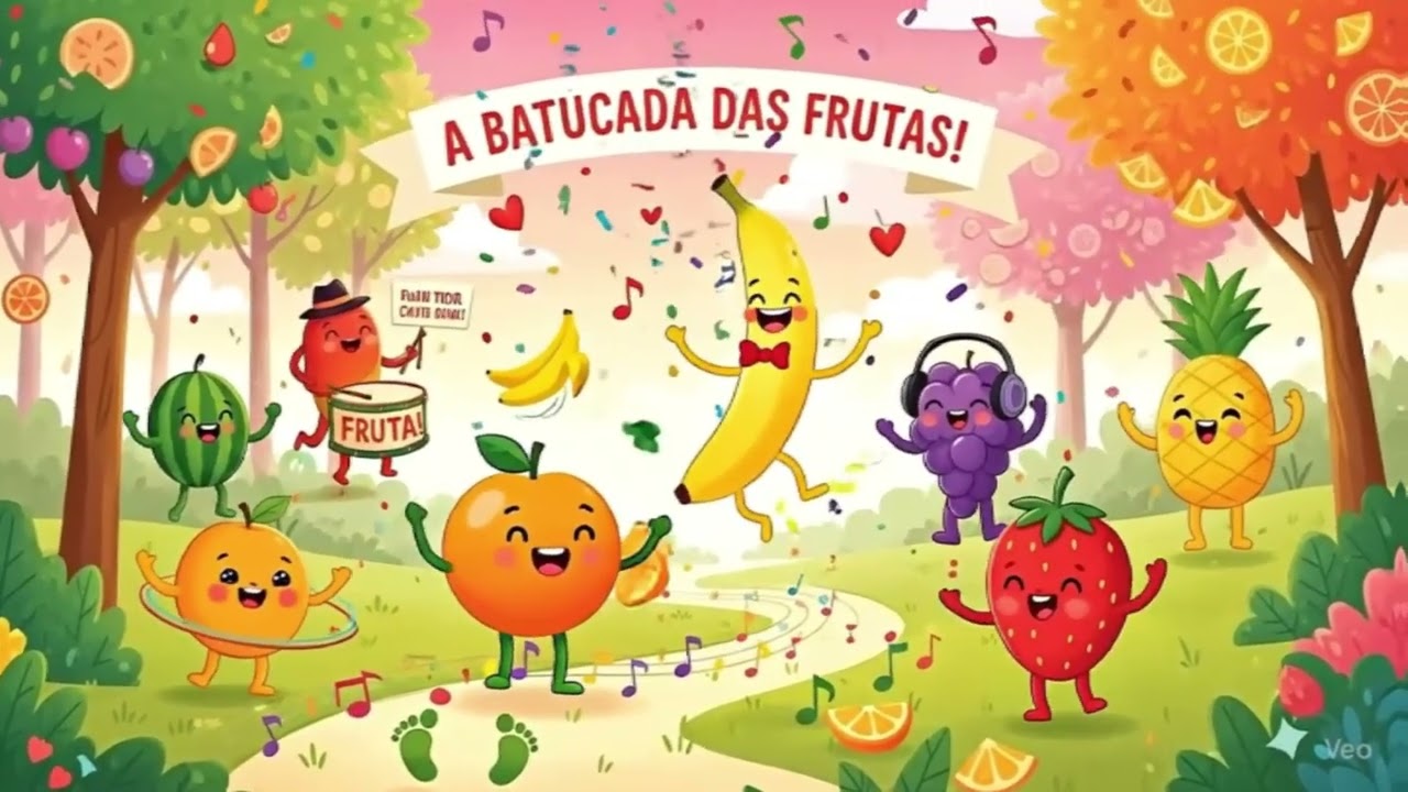A BATUCADA DAS FRUTAS!🍎🍌🍇 Música Infantil Educativa para dançar e brincar!