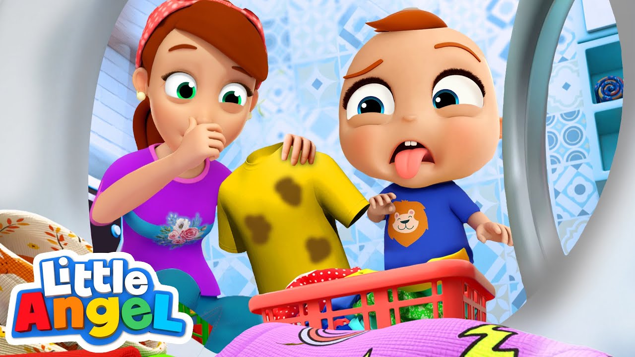 Clean Up Song | Dirty Stinky Laundry | Little Angel Kids Songs & Nursery Rhymes