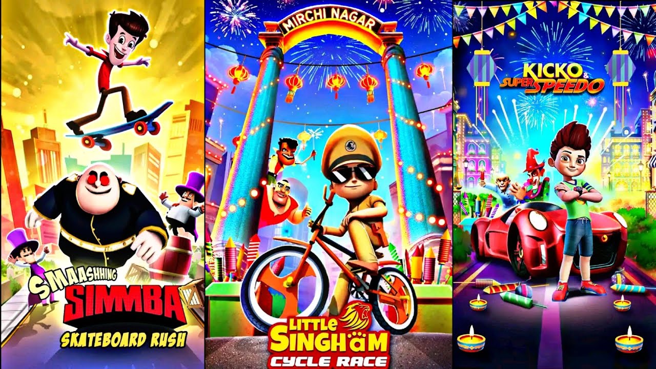 Little Singham Cycle Race | Kicko Super Speedo | Smaashhing Simmba Skateboard Rush Gameplay 2024 🤩