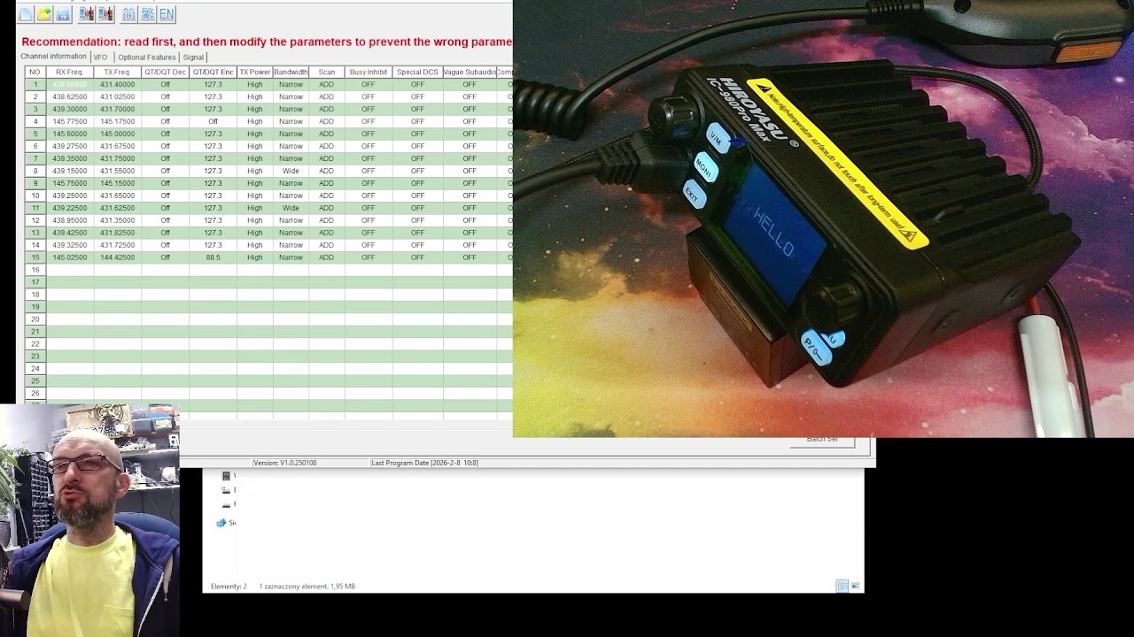 Hiroyasu IC-980 Pro Max - programowanie przez aplikację na PC i testy łączności
