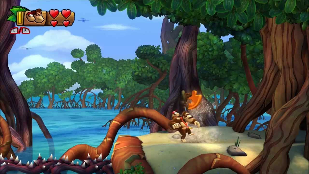 Donkey Kong Country: Tropical Freeze - 100% Walkthrough - 1-1 Mangrove Cove (Puzzle Pieces and KONG)