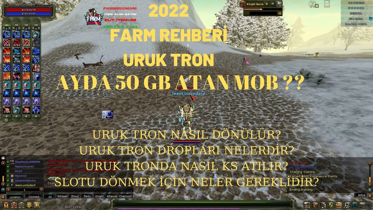 KNIGHT ONLINE | A'dan Z'ye FARM REHBERİ | URUK TRON | AYDA 50 GB ATAN SLOT ??