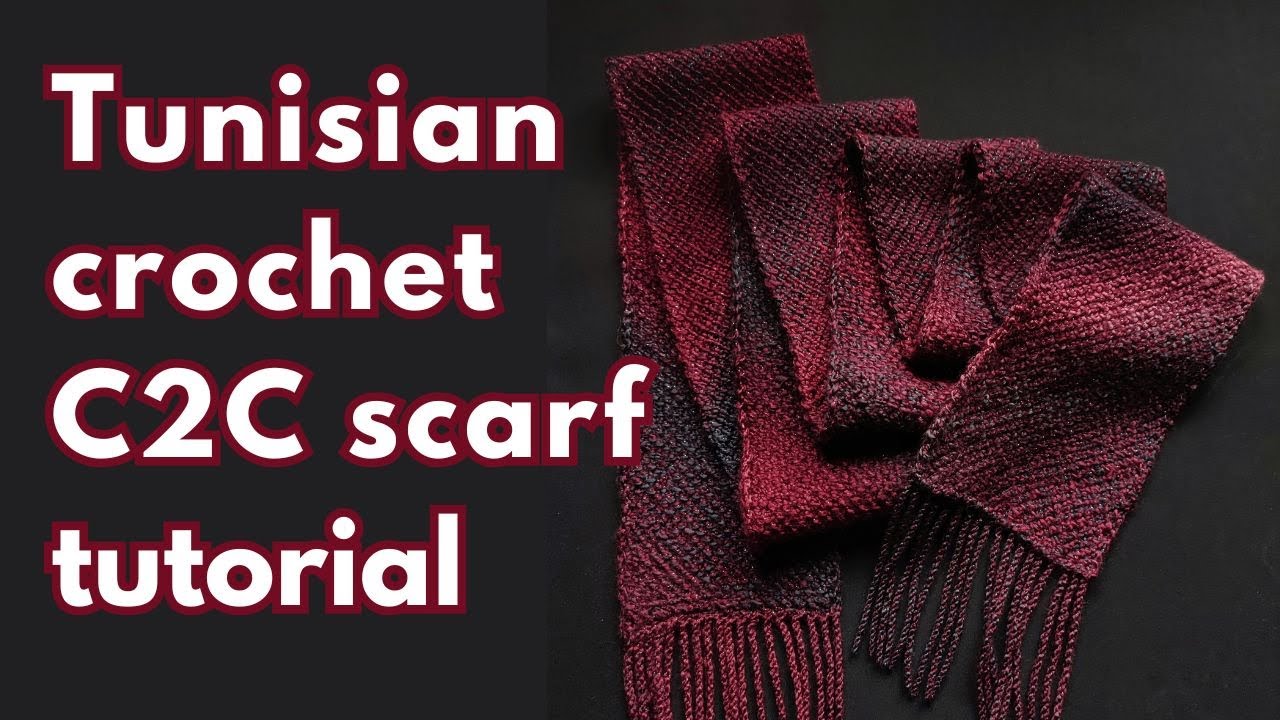 Corner to corner Tunisian crochet scarf tutorial
