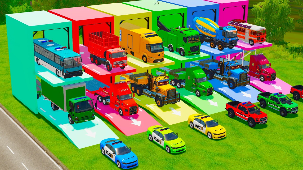 ALL POLICE AND EMERGENCY VEHICLES, TIPPER TRUCK, FIRE ENGINE TRANSPORT TO GARAGE - FS22