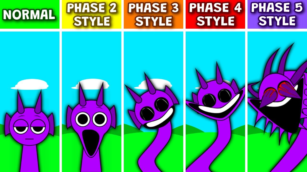 Sprunki Normal VS Phase 2 Style VS Phase 3 Style VS Phase 4 Style VS Phase 5 Style