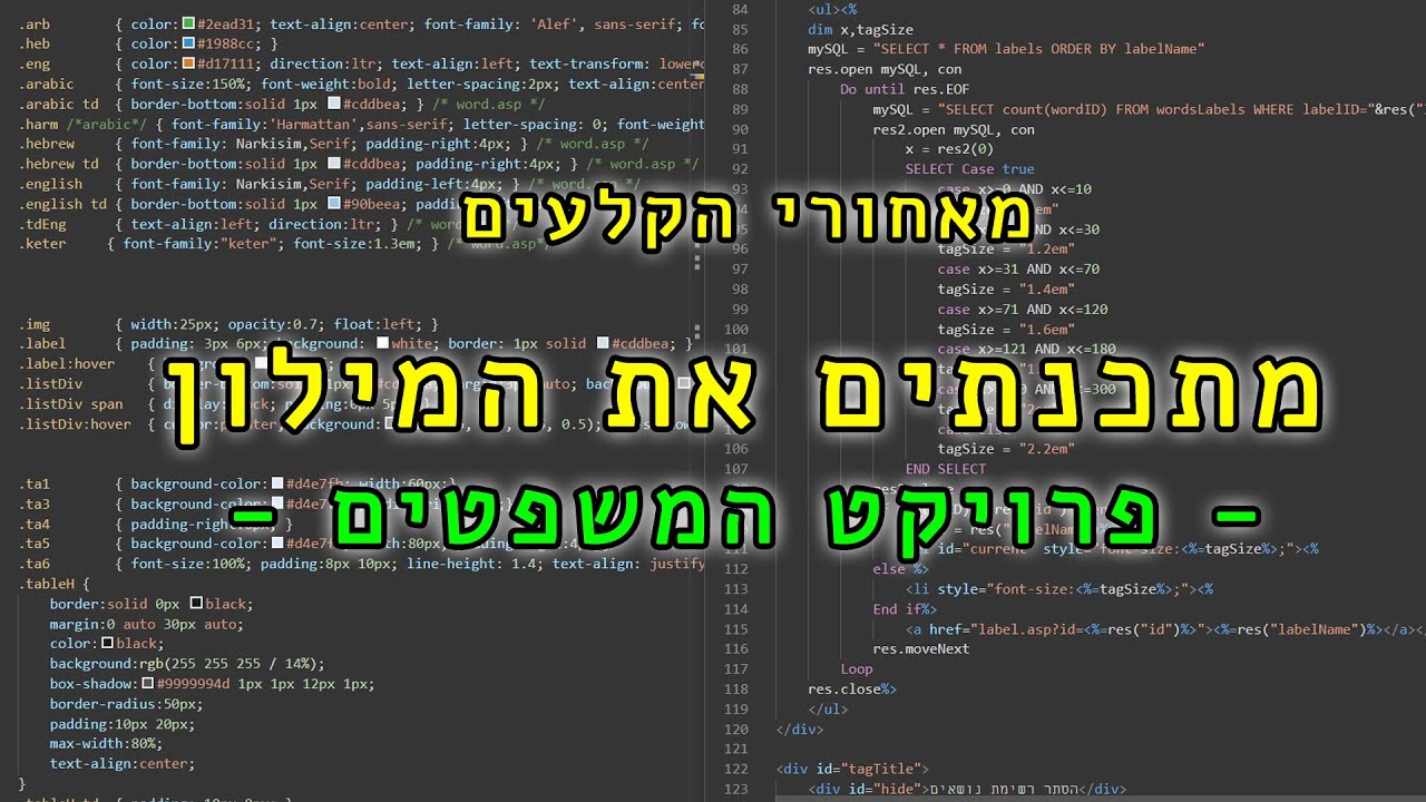 מאחורי הקלעים 3 - תיכנות - פרויקט המשפטים