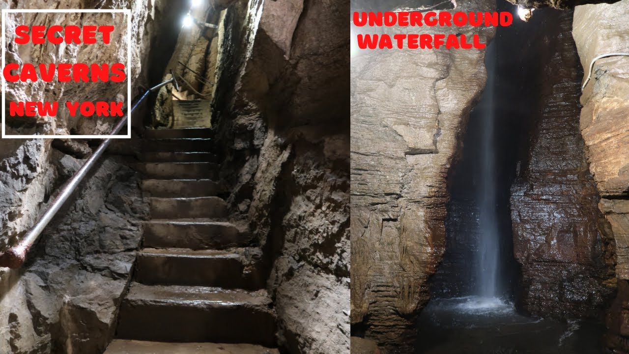 SECRET CAVERNS,  New York / Underground Waterfall ( 100ft below ground)