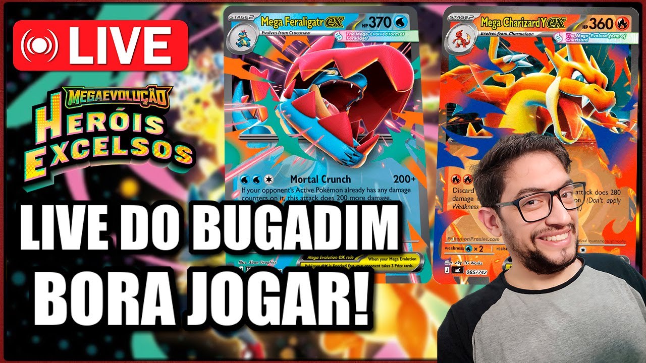 LIVE BUGADA - BORA TESTAR NOVOS DECKS MEGA JARÉ (FERALIGATR) E MEGA CHARIZARD Y -  POKÉMON TCG LIVE