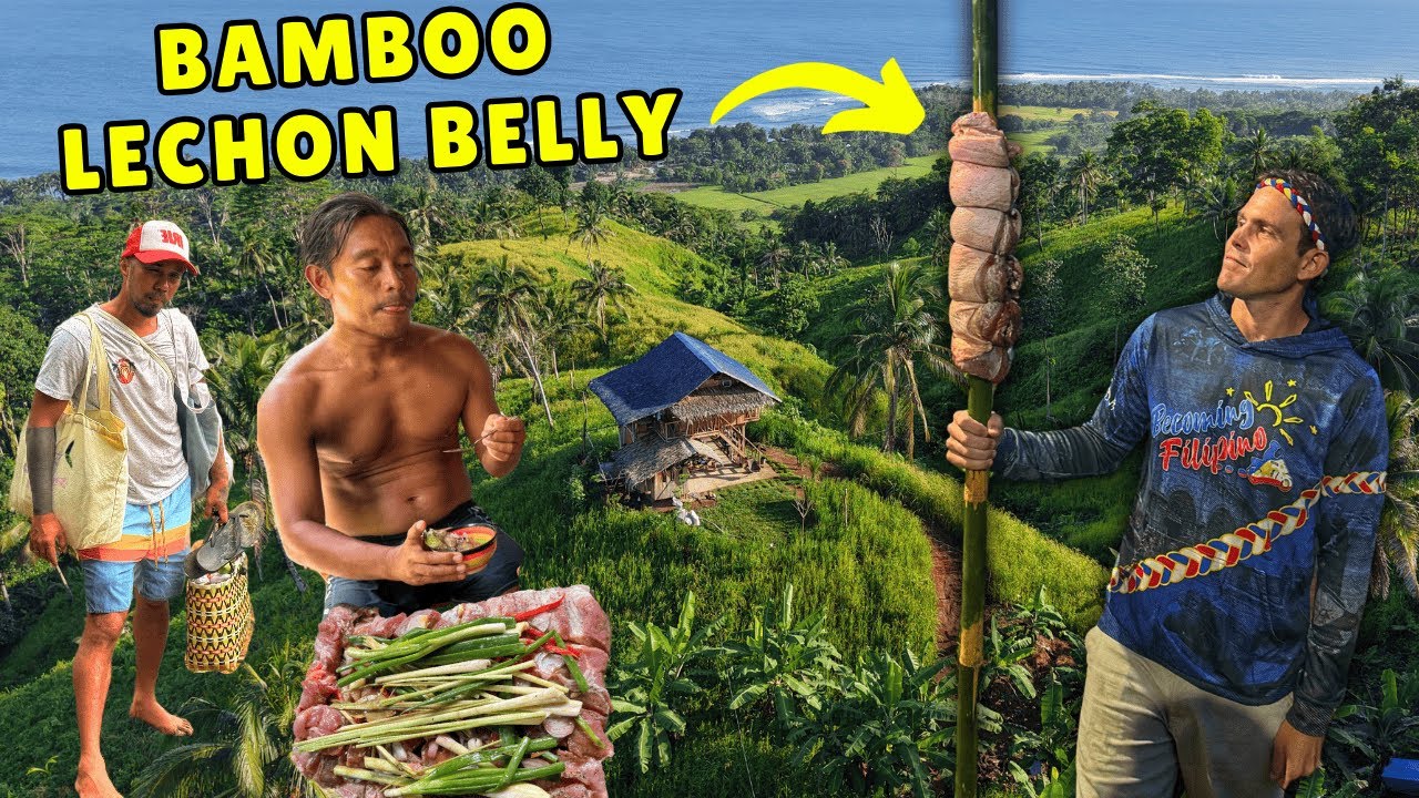 COOKING LECHON BELLY with BAMBOO - Philippines Mountain House (Becoming Filipino)