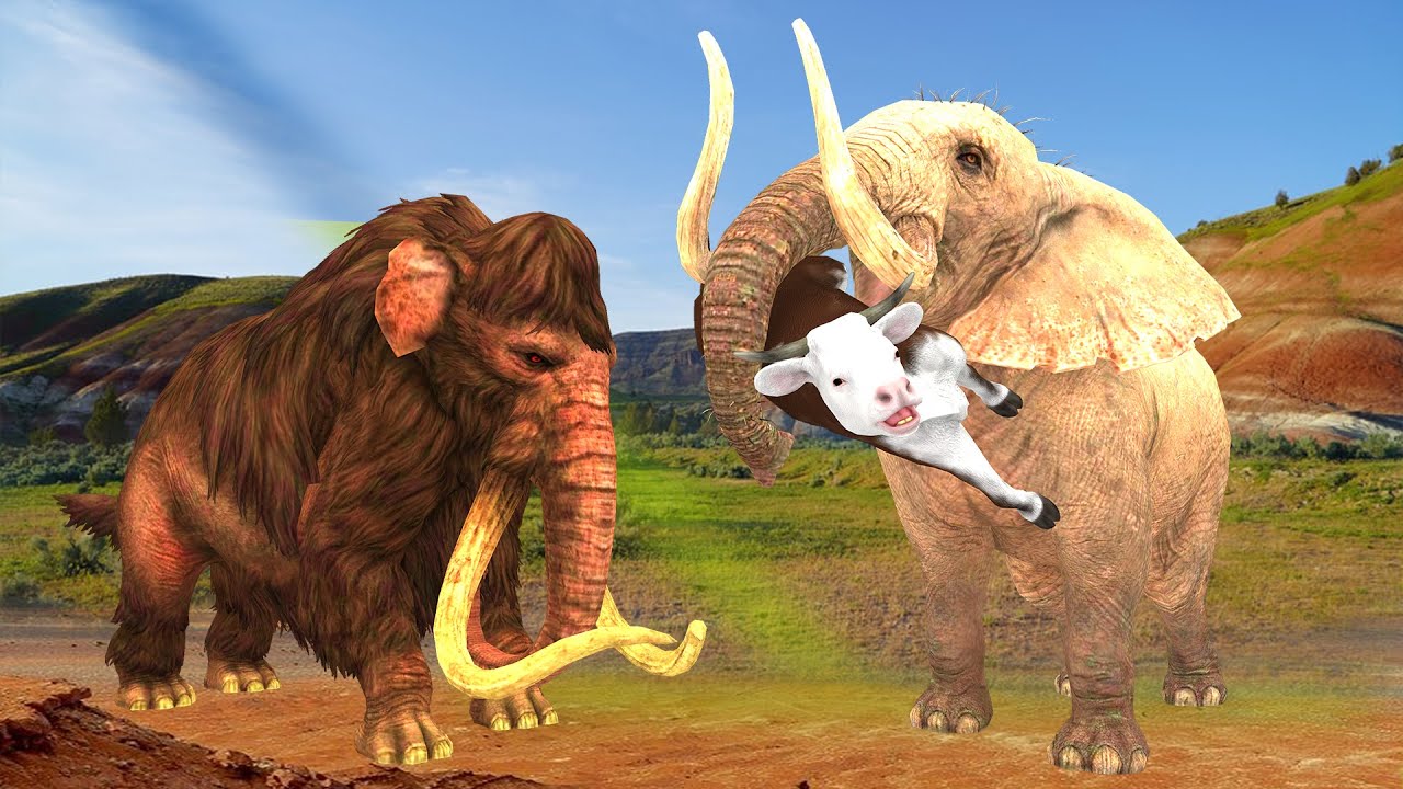 Woolly Mammoth Vs Elephant Rescue Save Cow
