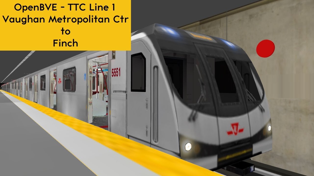 OpenBVE: TTC Line 1 towards Finch - Bombardier TR - Vaughan Metro Centre to Finch (Full route)