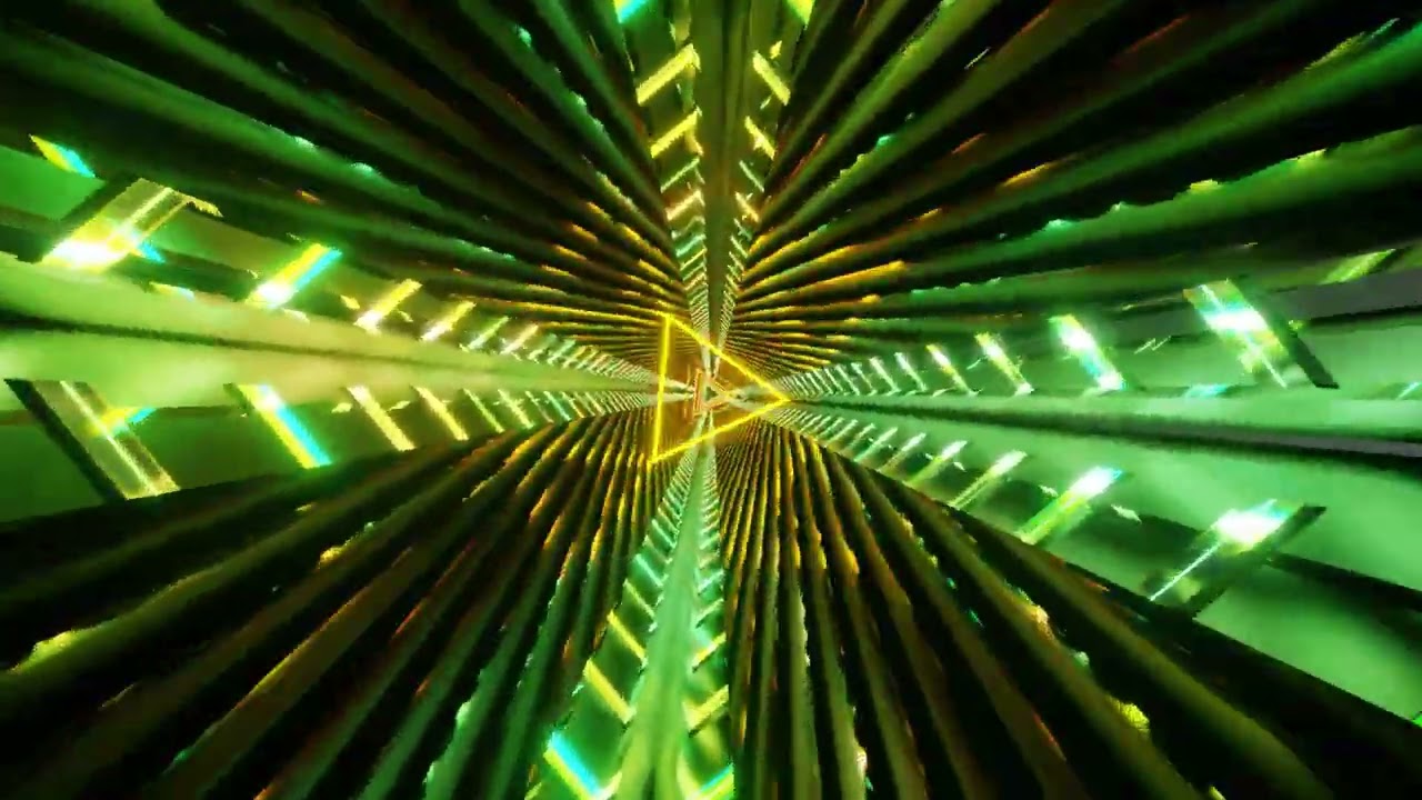 7 hour 4k Triangle Blinking lights Fast Move Green color Relaxing Abstract background Video