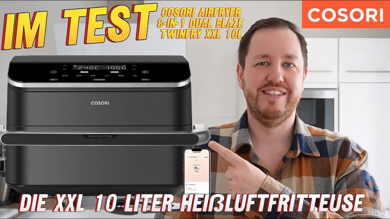 Cosori: Heißluftfritteuse 8-in-1 Dual Blaze TwinFry XXL 10L im Test