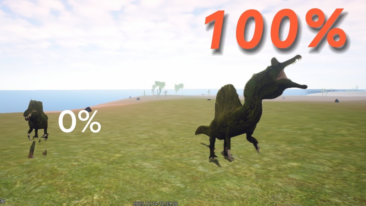 Growing from 0% to 100 With the spinosaurus 