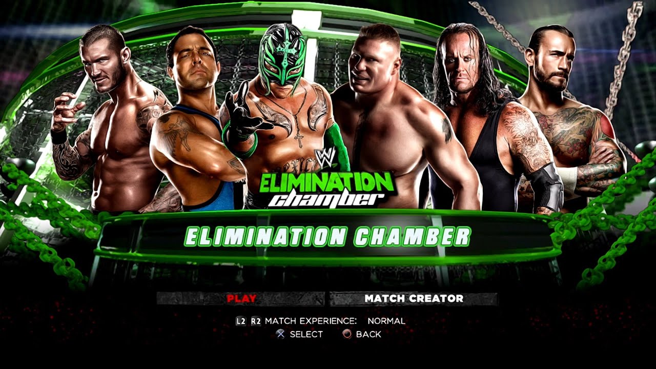 WWE '13 - ReyMysterio,BrockLesnar,SantinoMarella,Undertaker,RandyOrton,CMPunk - Elimination Chamber
