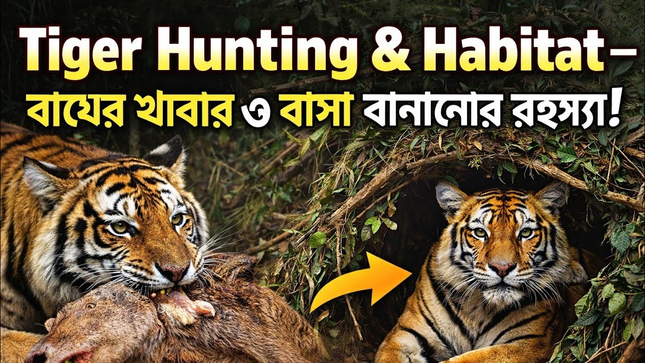Tiger Hunting & Habitat – বাঘের খাবার ও বাসা বানানোর রহস্য!#shortvideo#tiger #viral 