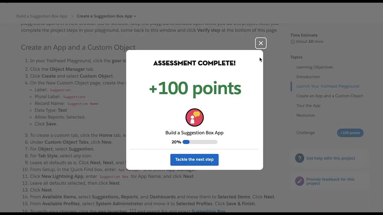 Create a Suggestion Box App | Build a Suggestion Box App | Admin Intermediate | Salesforce | Project