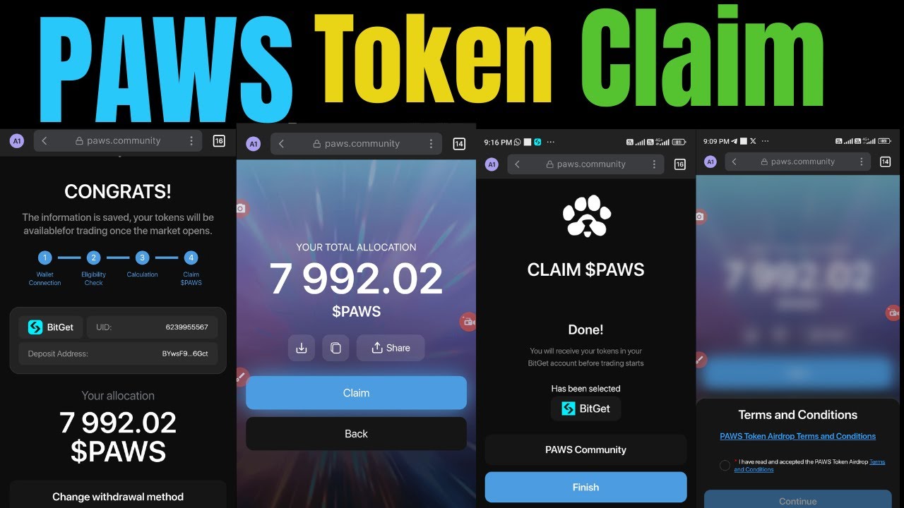 PAWS Token CLAIM 🔥 Paws Tokens Withdrawal Start || Paws Claim on Bybit&  Bitget Exchanges || #Paws