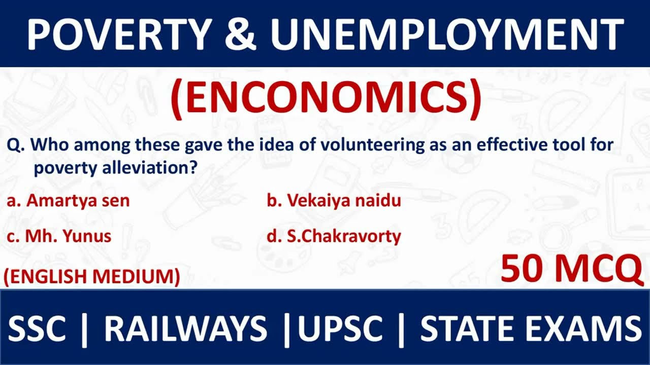 Poverty & Unemployment MCQ | Economics MCQ | MCQ on Poverty & Unemployment | Important for All Exams