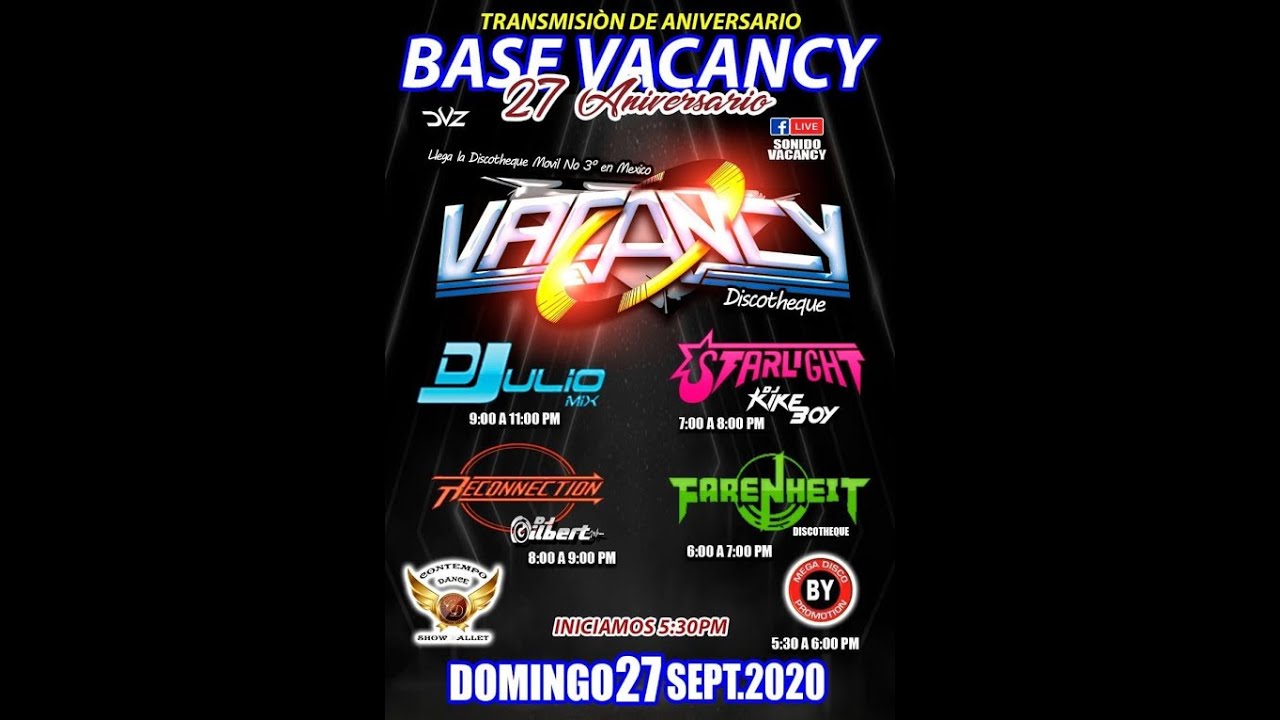27 ANIVERSARIO VACANCY          27 de septiembre de 2020
