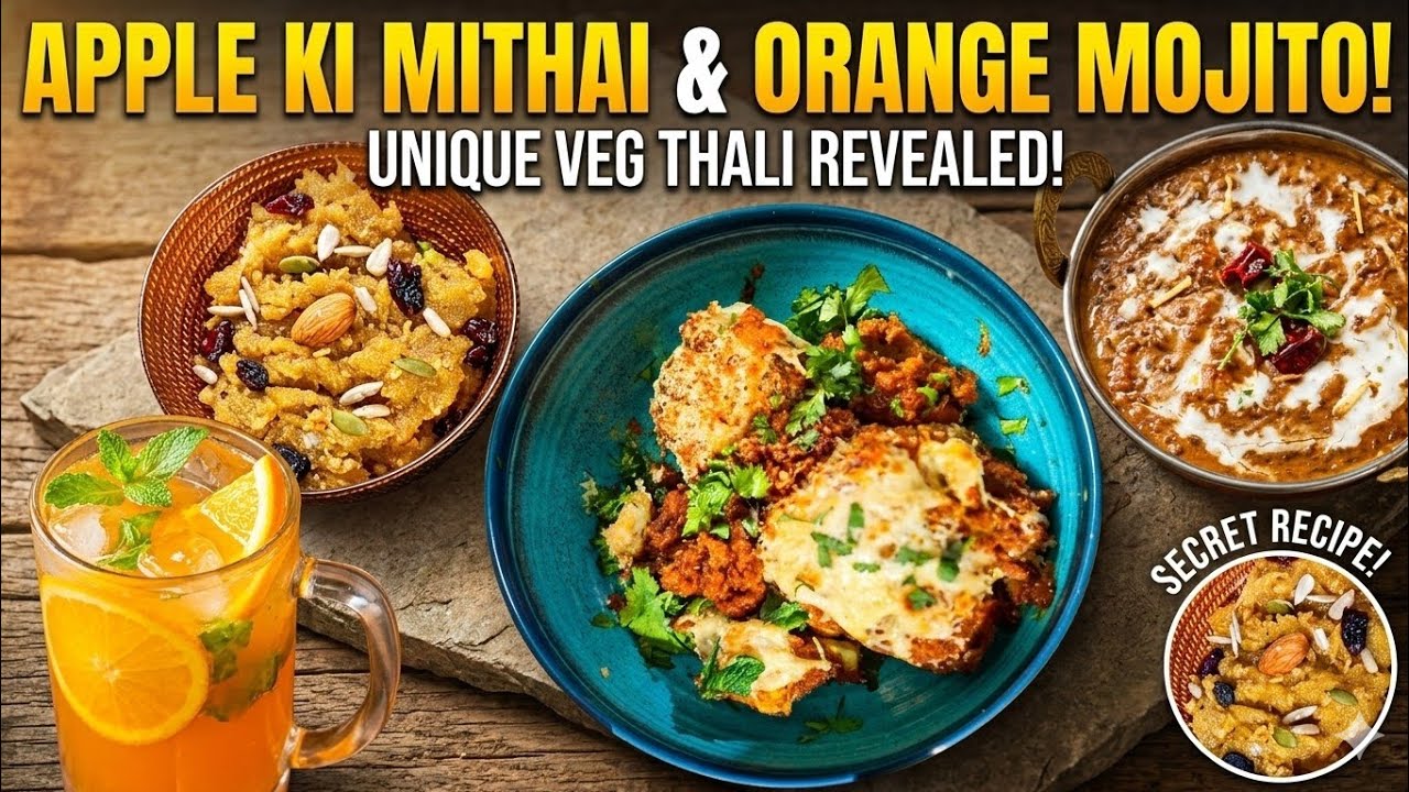 Apple ki Mithai aur Orange Mojito wali Special Thali! 🍎🍹 | Dal Makhani & Baked Gobhi