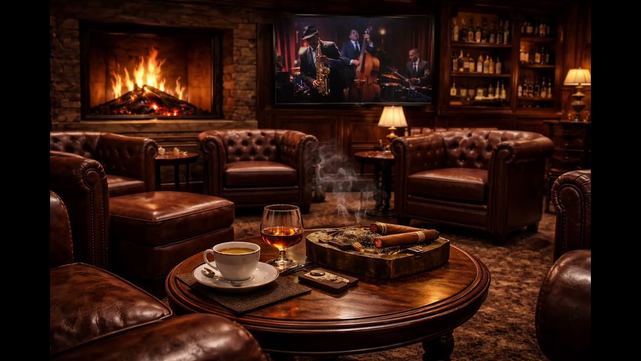 Smooth Jazz by the Fireplace 🔥🎷 | Cozy Night Lounge Ambience | Relax, Study, Sleep