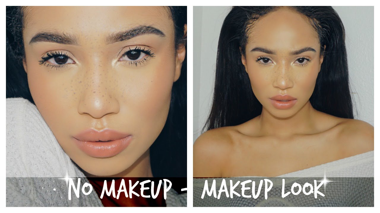 No Makeup  Makeup + Faux Freckles | Full coverage