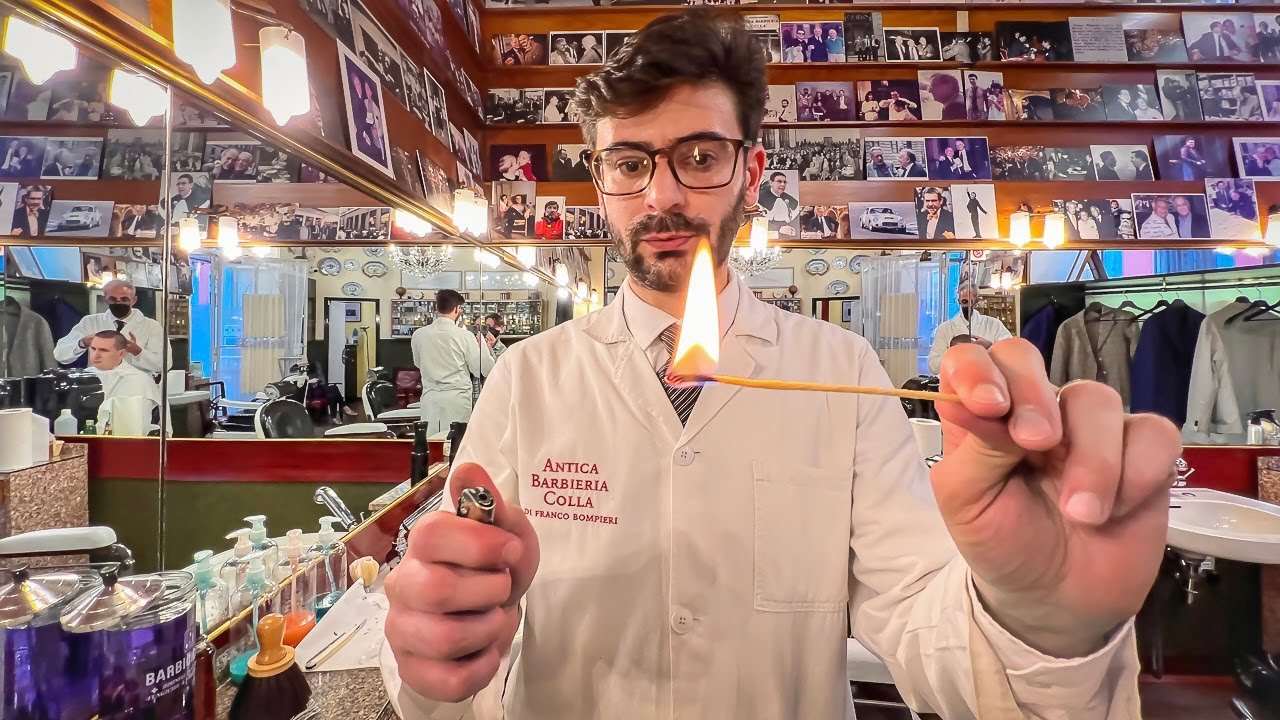 💈 This Barbershop Uses FIRE! | Scissor Cut, Fire Treatment, Hair Tonic & Hair Wash!