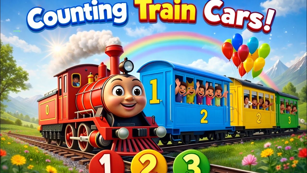 Counting Train Cars 🚂 | Learn Numbers 1–3 with Fun Colors