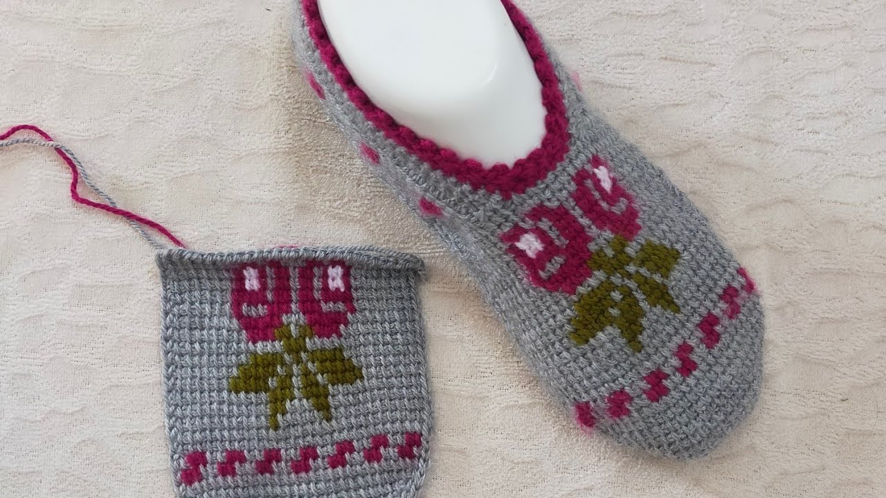 5şiş görünümlü tunus patik yapımı #keşfet #örgü #tunusisi #knitting #patikmodelleri#crochet