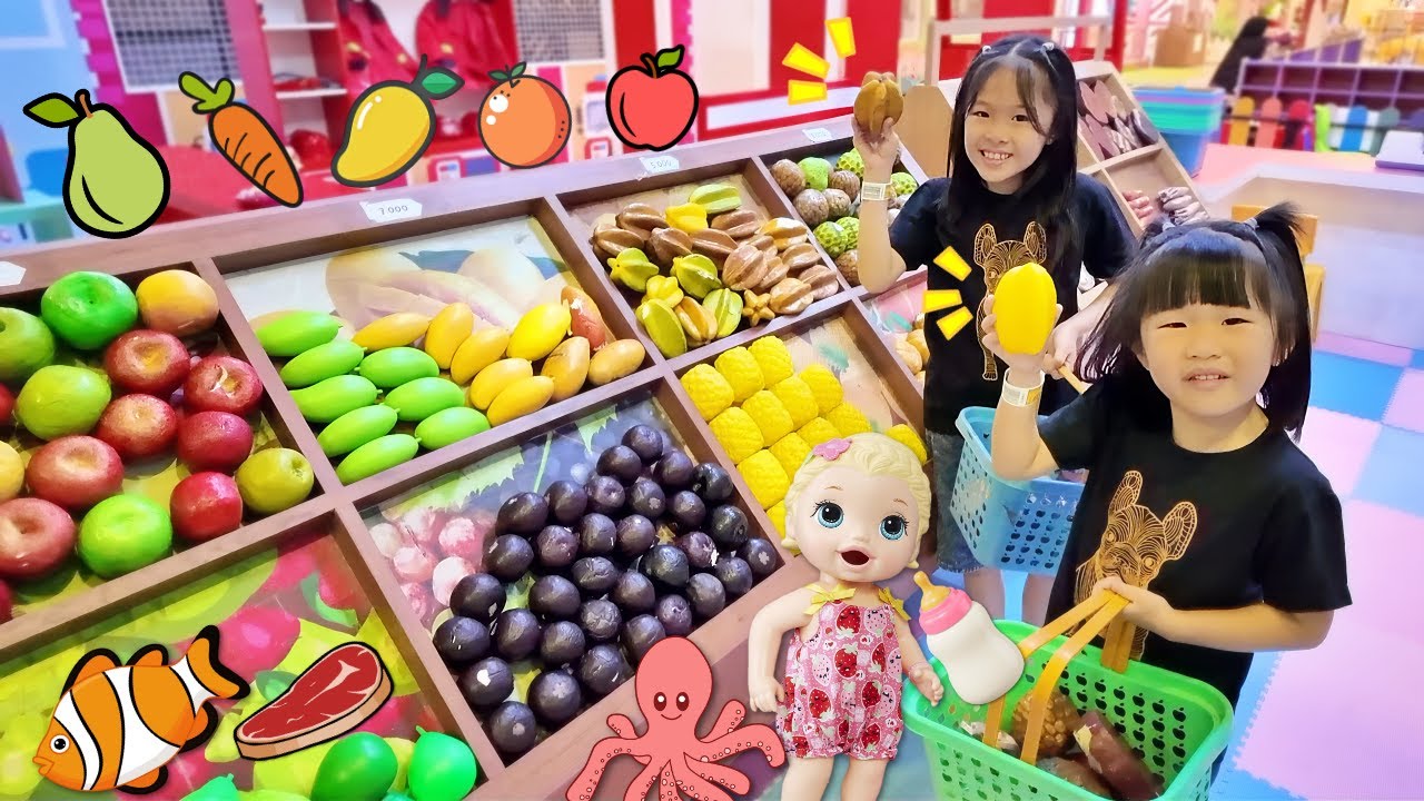 Main Mainan Buah dan Sayur, Mainan Supermarket, Mainan Memasak dan Bayi