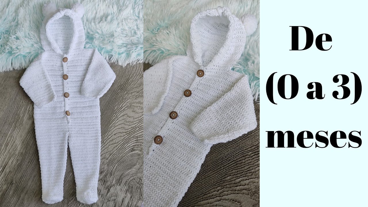 Enterizo a crochet para Bebe (0 a 3)meses