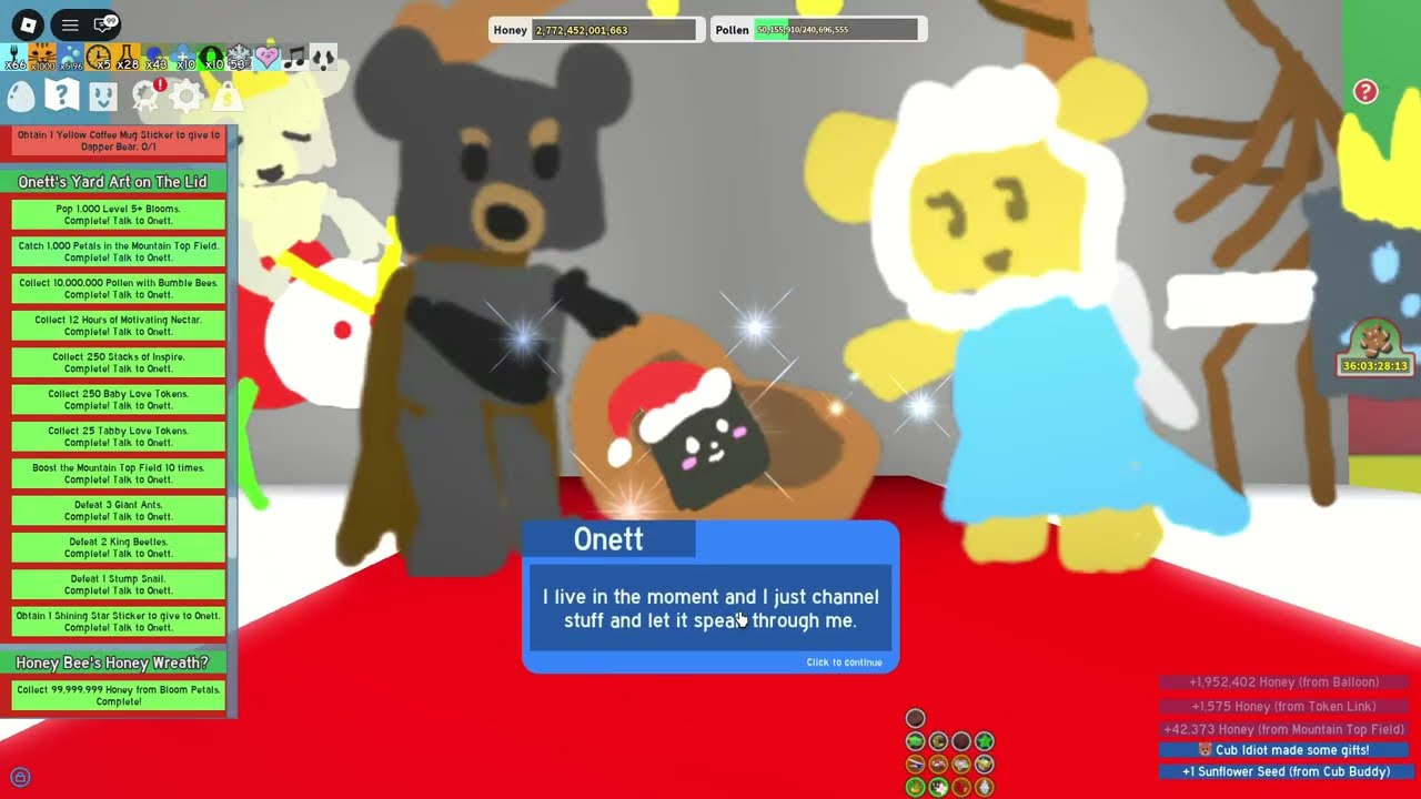 Finishing Onett's beesmas quest