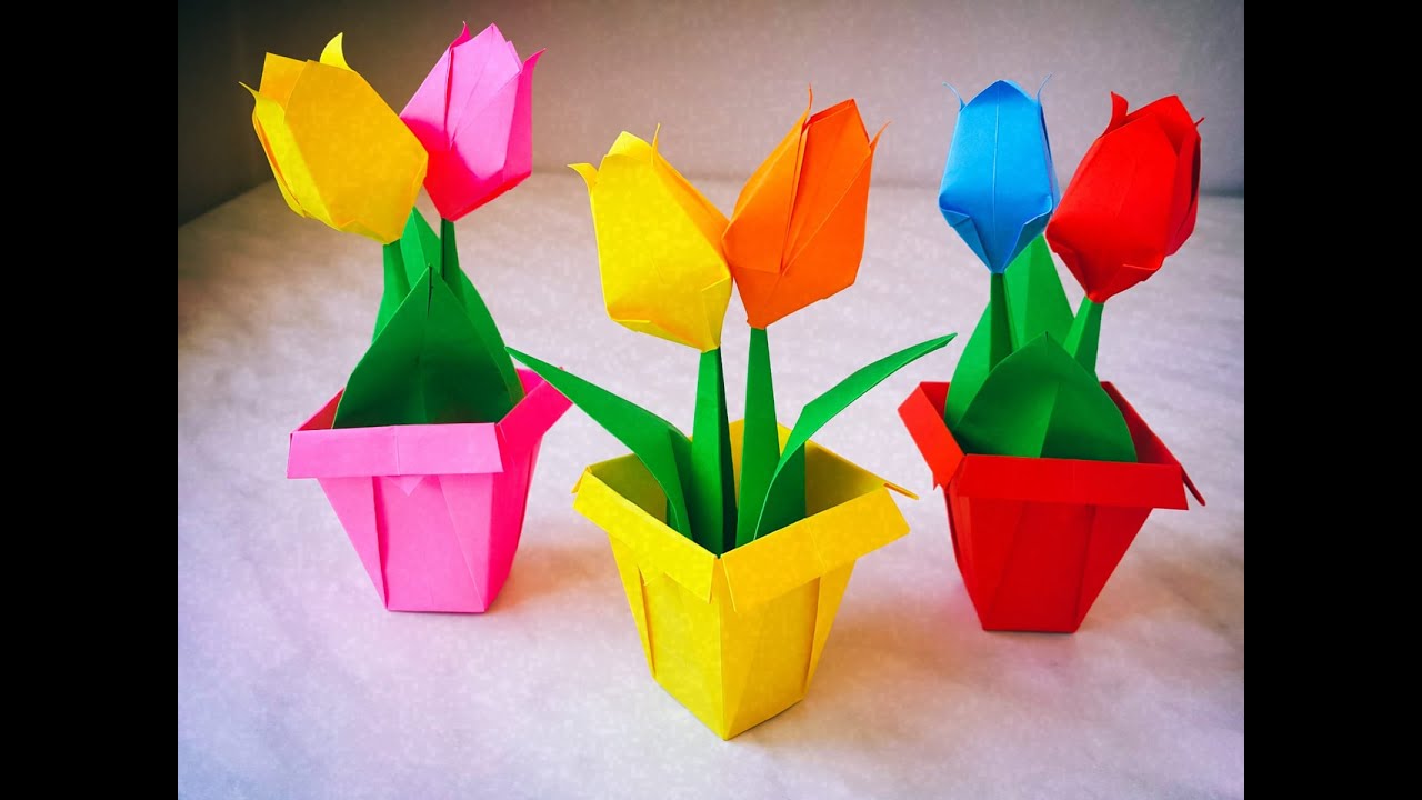 Kağıttan Kolay Vazo Yapımı -Origami 23