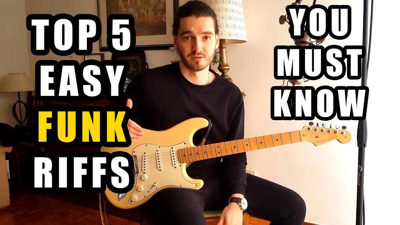 TOP 5 easy FUNK GUITAR riffs you MUST KNOW with TABS