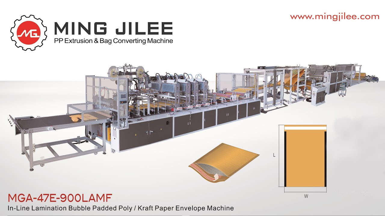 In-Line Lamination PE Courier & Kraft Paper Bubble Mailer Making Machine, MGA-47E-900LAMF