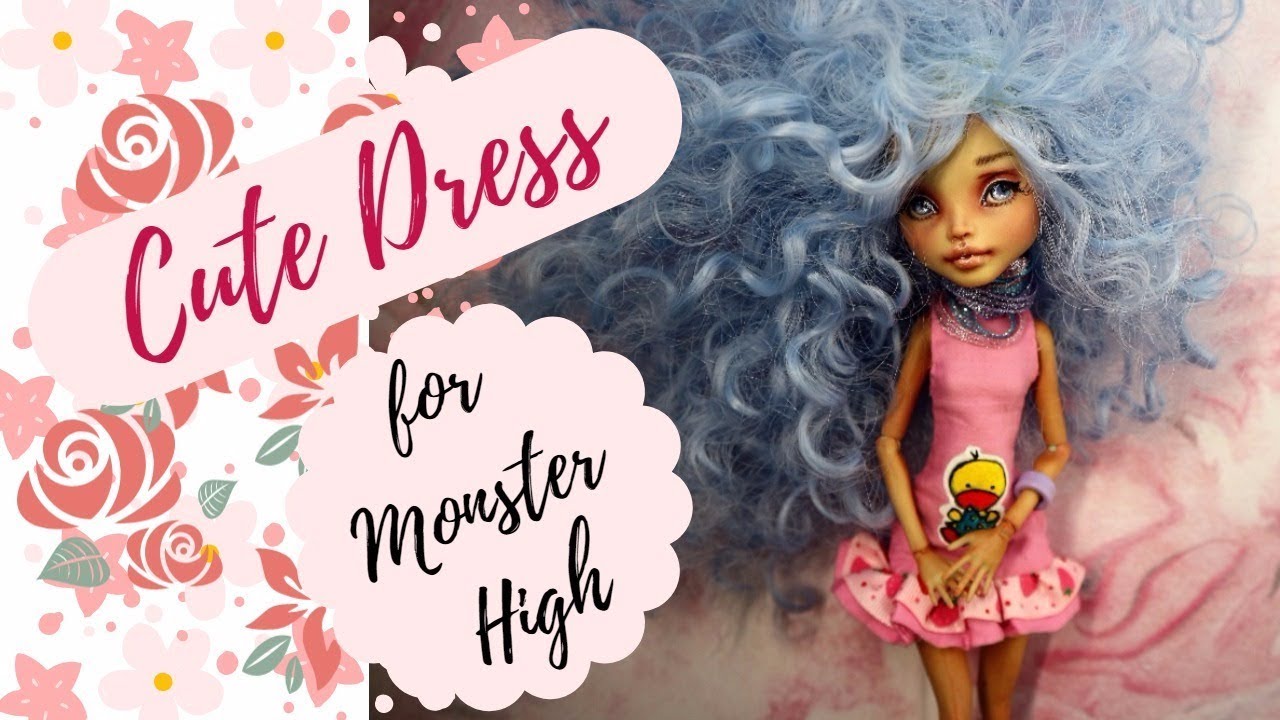 Super Cute Monster High Doll Dress / Easy / DIY Tutorial / How To Make Frankie Stein Repaint