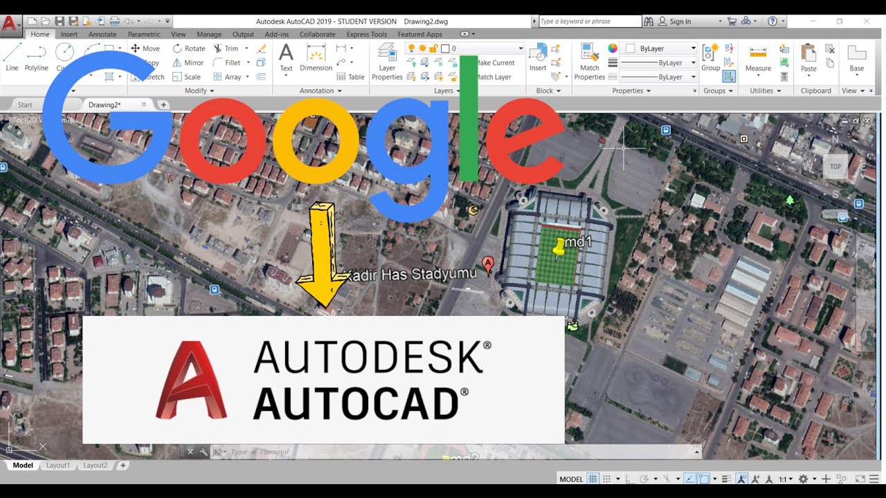 Google Earth Harita Görselini Autocad 'e Aktarma | AUTOCAD Fotoğraf Ekleme