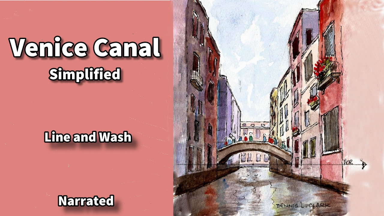 how to draw and paint a venice canal in one point perspective