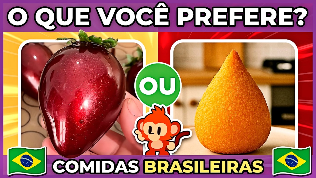 🔁 O QUE VOCÊ PREFERE? 🍓🥖🍚 EDIÇÃO: COMIDAS BRASILEIRAS 🟩🟨 | Jogo das escolhas | #quiz #macaquiz
