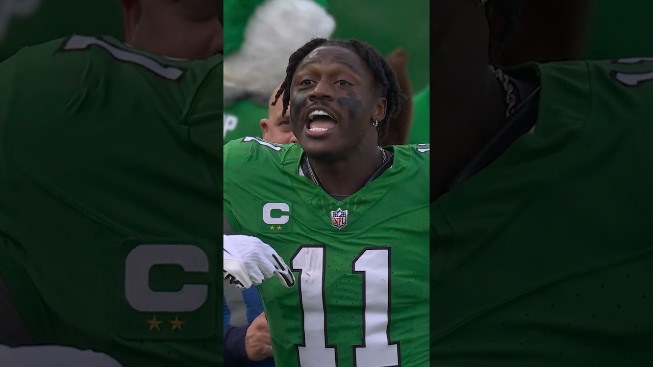 A.J. Brown really threw away Tanner McKee's Touchdown Ball 😂🤣 #Eagles #NFL