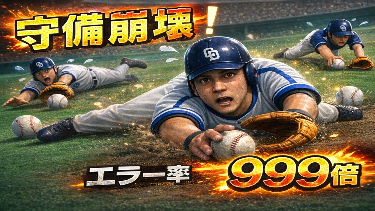 プロスピ 守備力がZになってしまった馬鹿試合【エラー率1000倍】