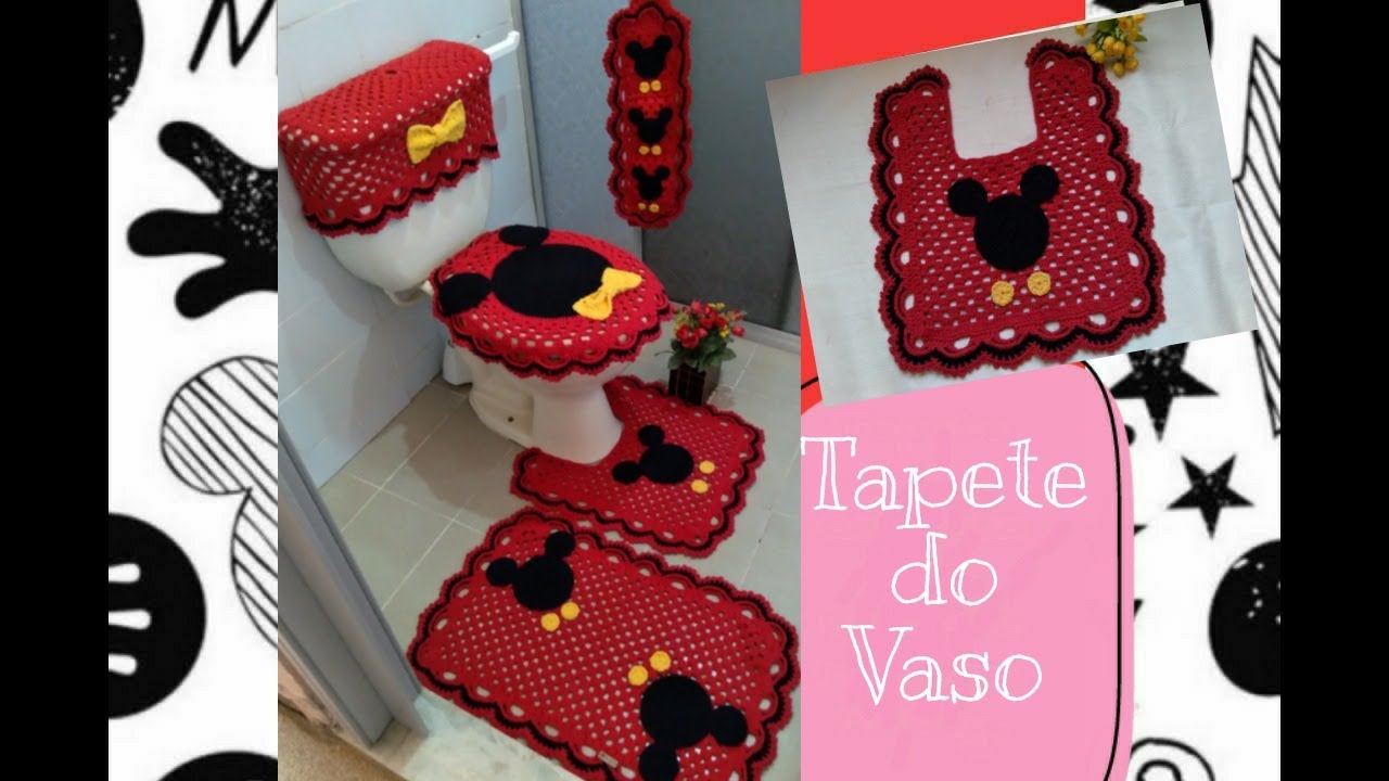 Tapete do vaso do Conjunto Mickey ou Minnie retangular. #ateliedaingrid